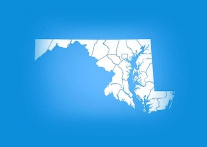 A map of maryland in the shape of the state.