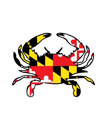 A crab with the maryland flag colors on it.